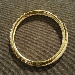 Gold and white pleather bracelet